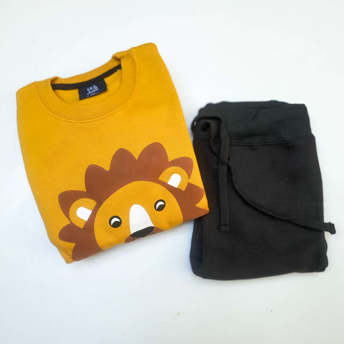 Lion print mustard and black tracksuit | Unisex