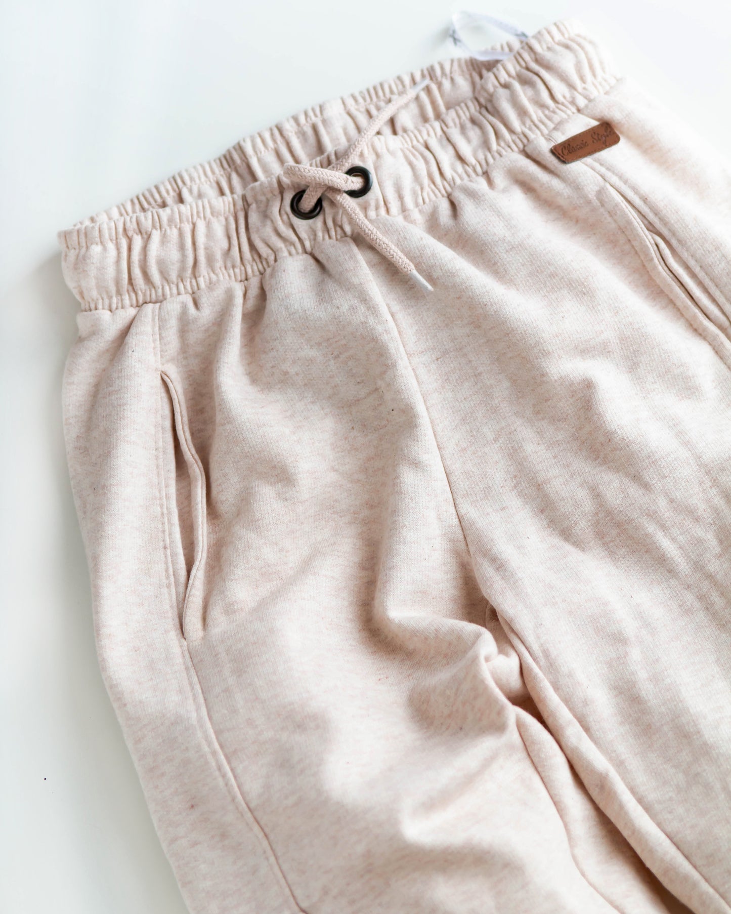 ZM Beige colour fleece trousers with side pockets
