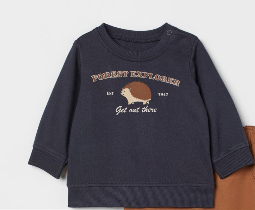 HM Forest Explorer blue fleece sweatshirt