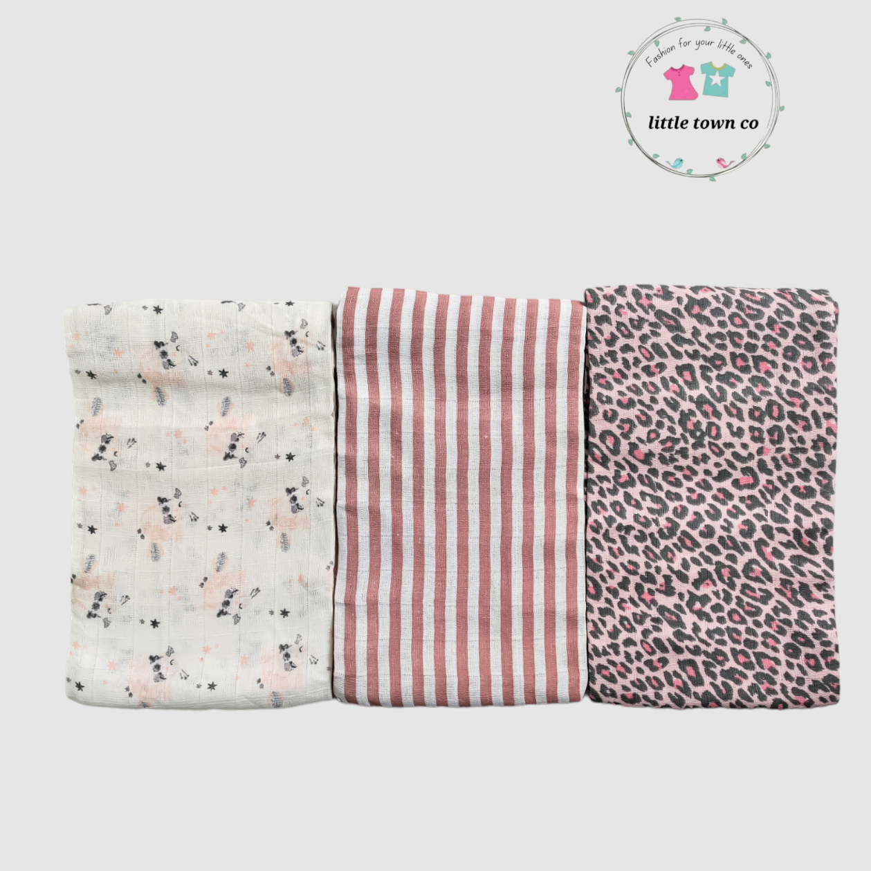 Swiggles Recieving Blankets – 100% Cotton – Pack of 3 ( set # 10 )