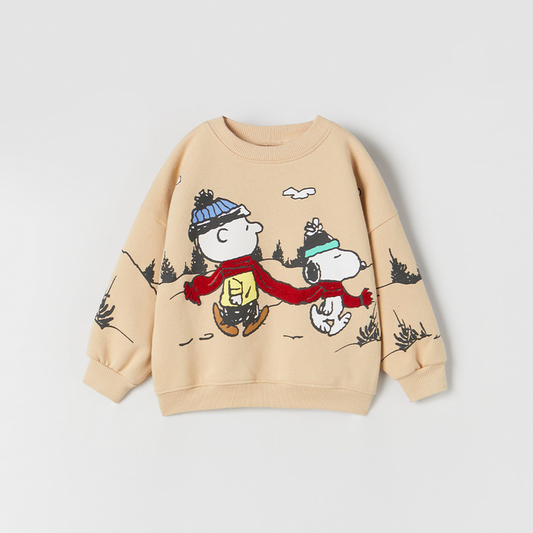 ZR Beige snoopy fleece sweatshirt