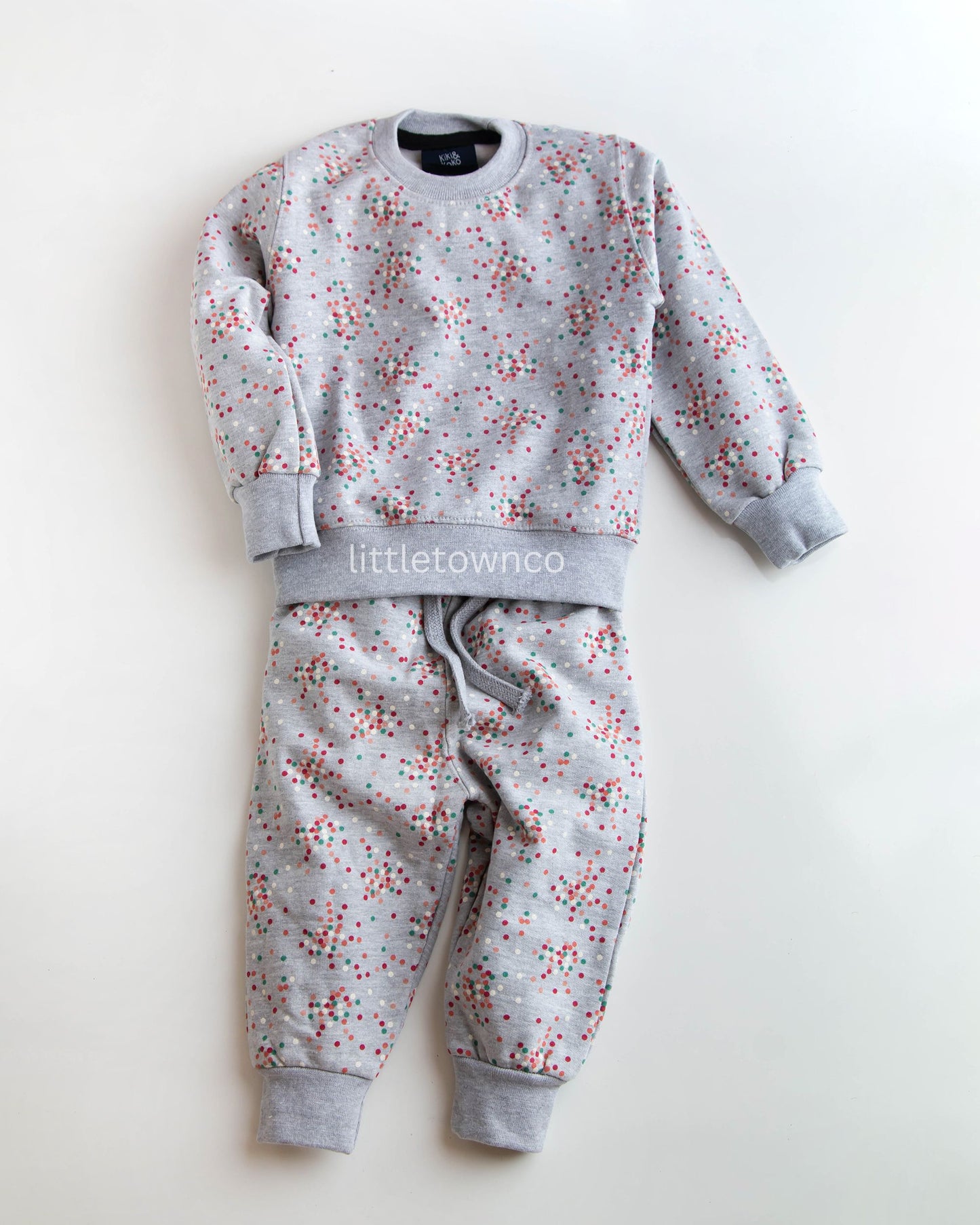 Polka dots grey tracksuit for kids