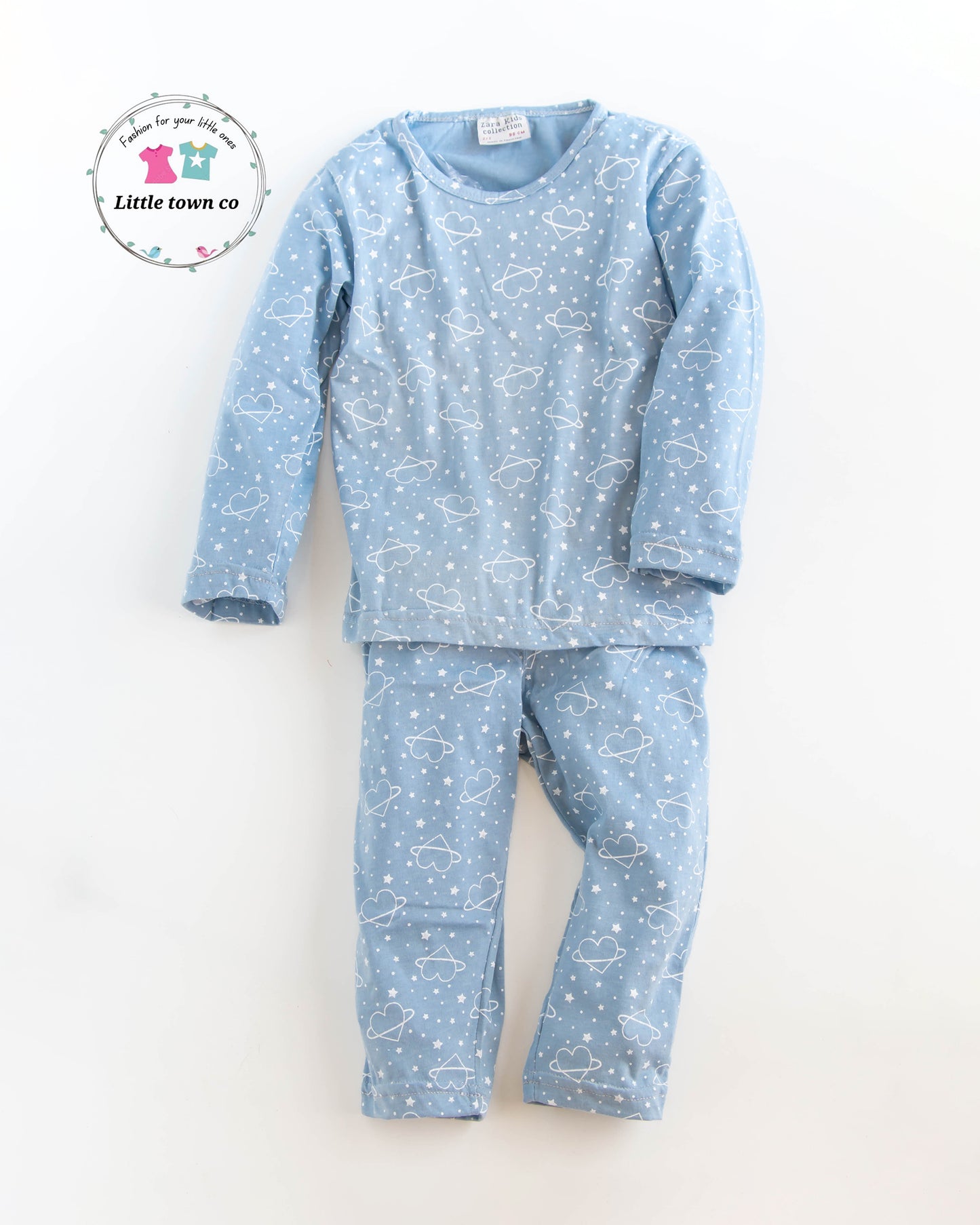 Grey hearts prints fullsleeves pj set