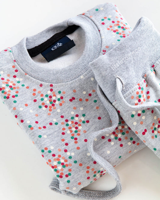 Polka dots grey tracksuit for kids