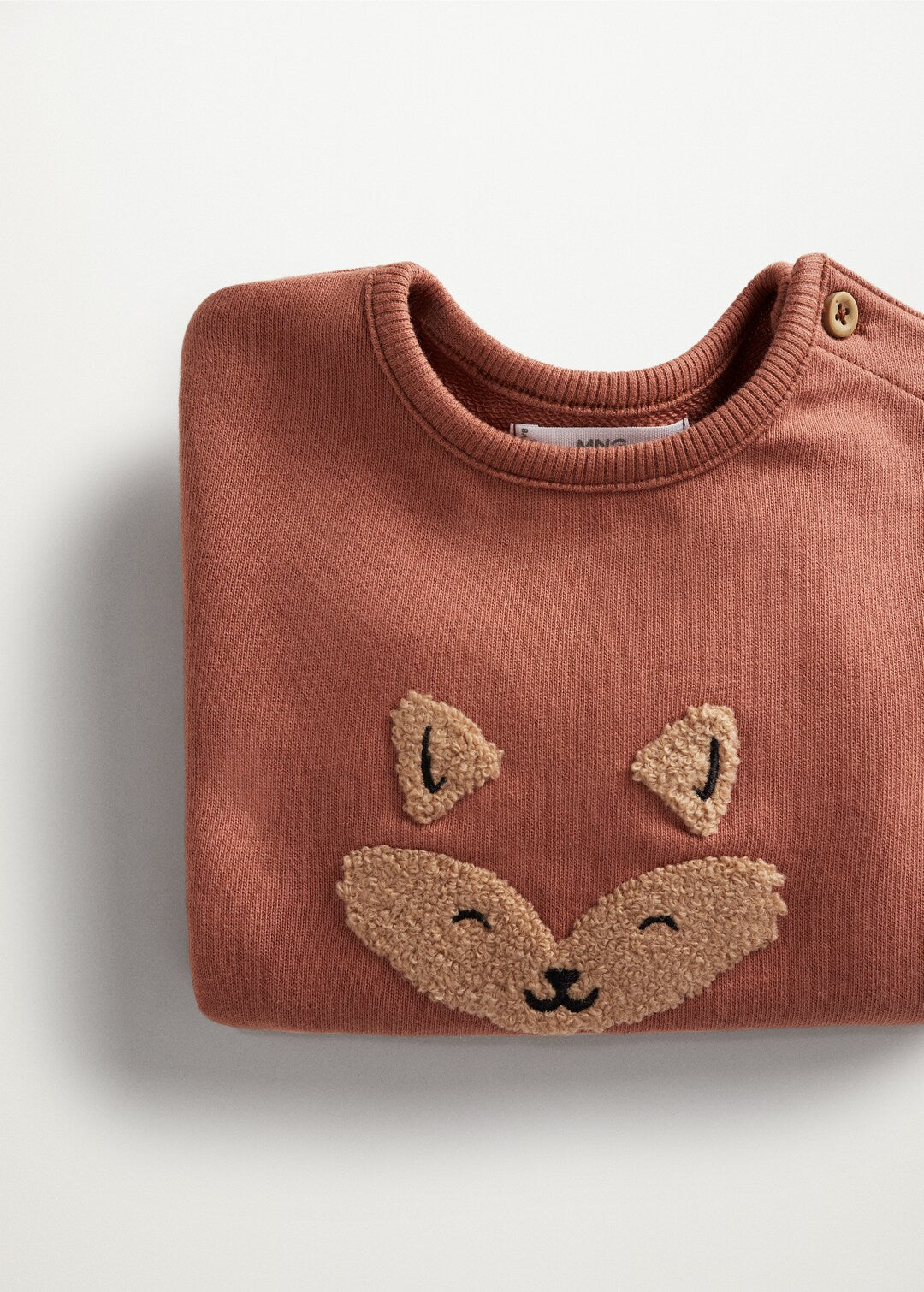 MNG Brown Embroided fox terry sweatshirt