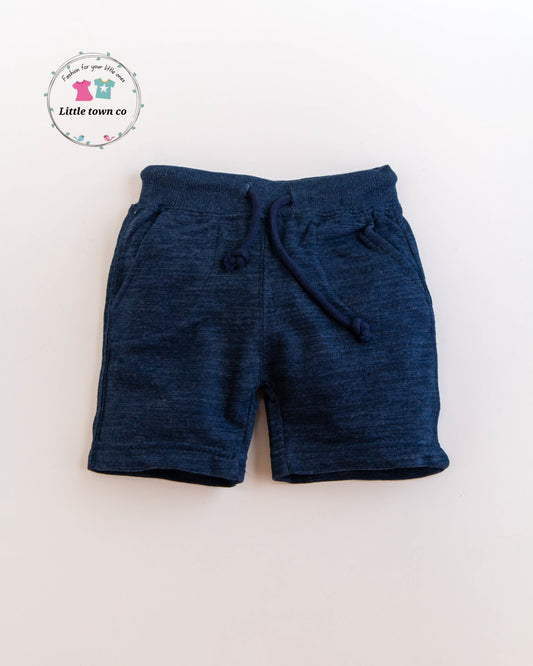 ZARA Blue Cord  Navy blue slub Shorts with pockets