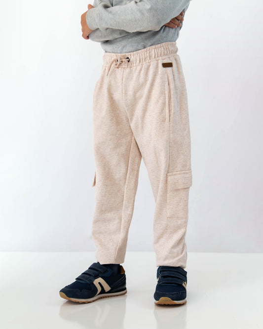 ZM Beige colour fleece trousers with side pockets