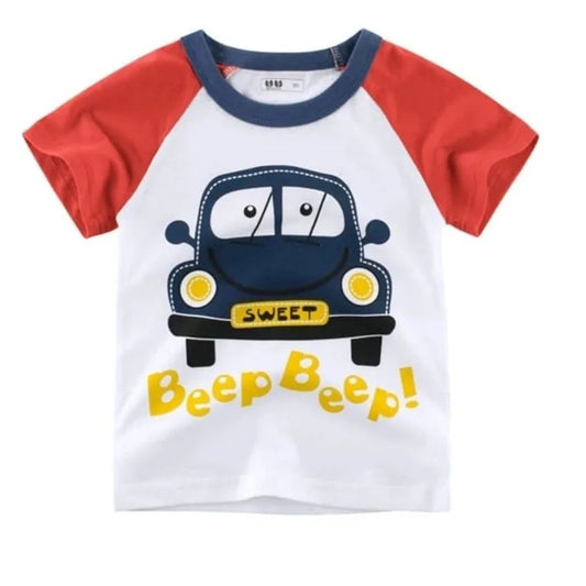 Beep Beep Car Print Summer T Shirt
