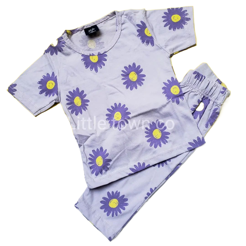 Purple Flower Print Sleepwear