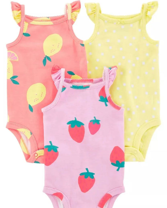 Carter's Cherry Printed Bodysuits- Pack of 3