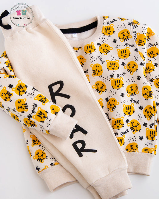 Roar print cream color tracksuit