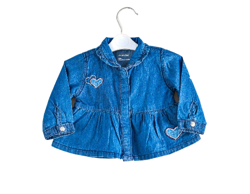 soft denim button down frock for infants