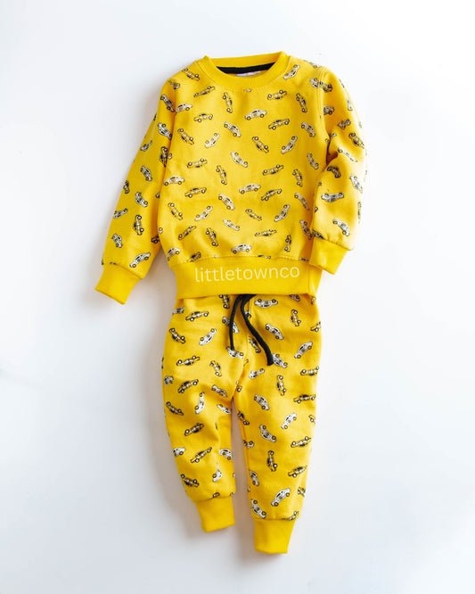 Yellow taxi print fleece tracksuit