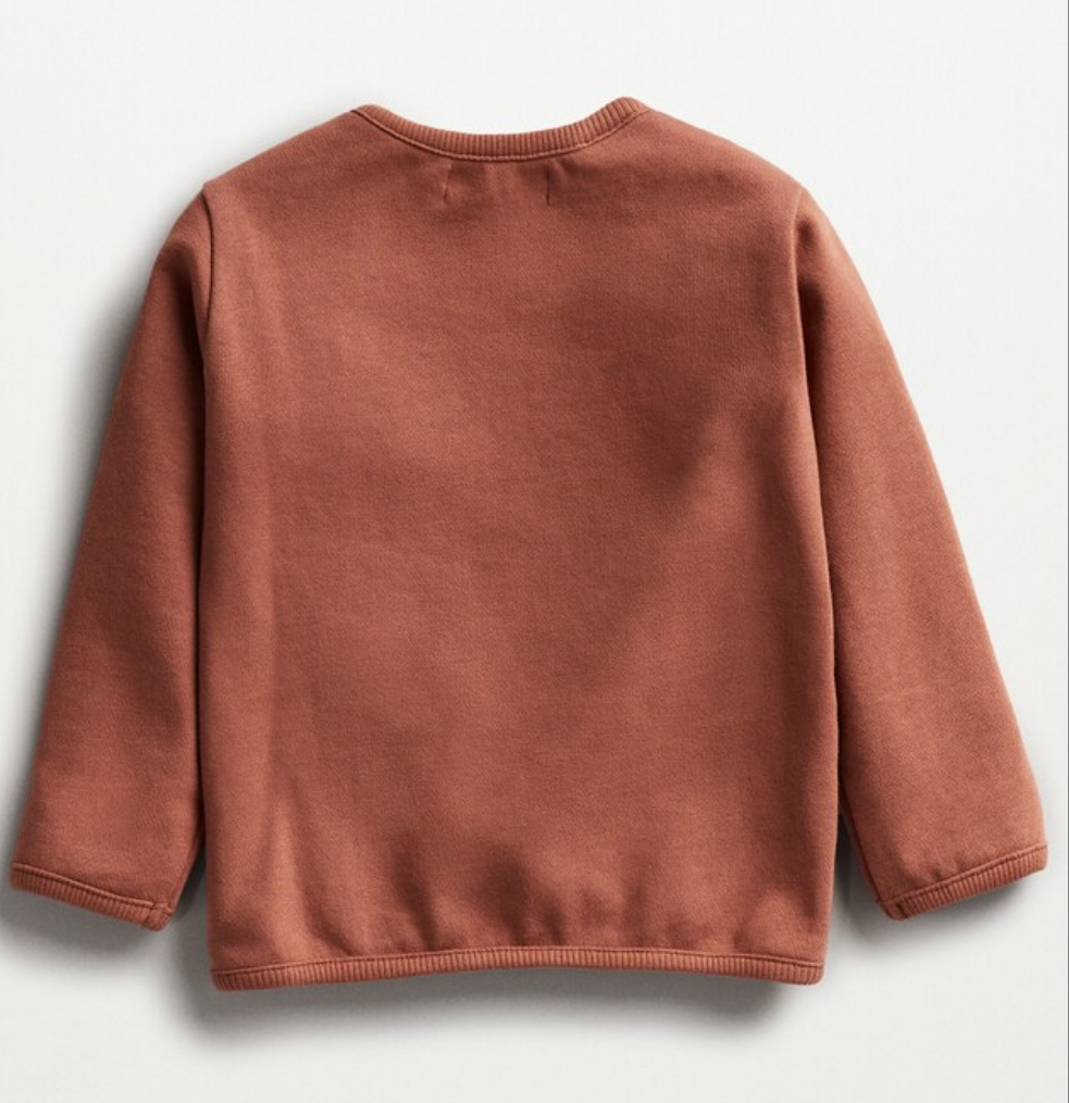 MNG Brown Embroided fox terry sweatshirt