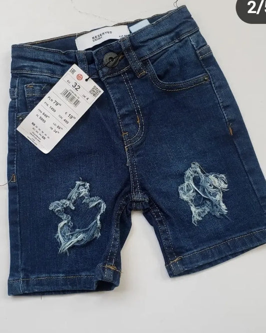Unisex Star shape ribbed denim shorts
