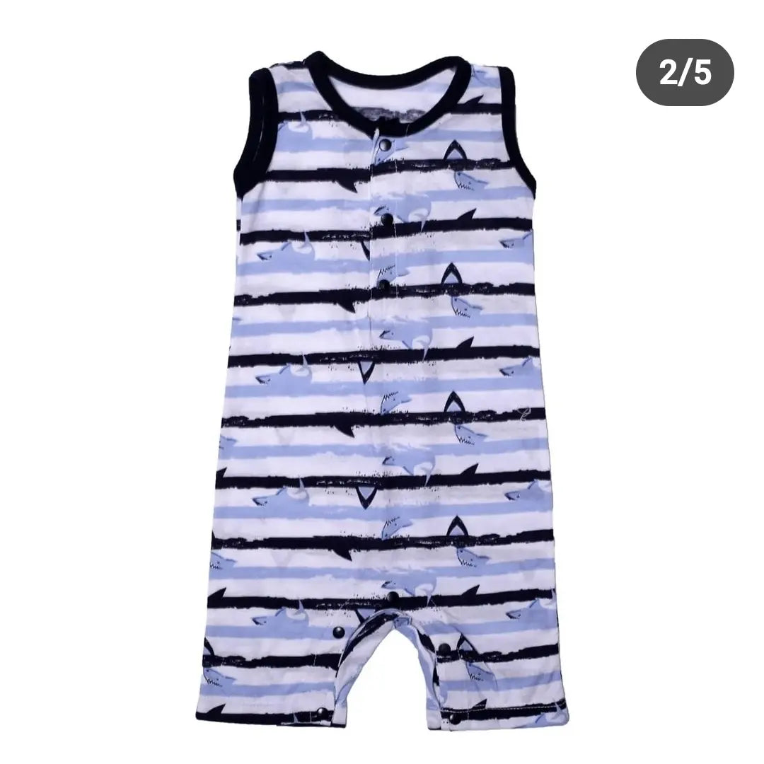 Shark print Sleeveless full body Romper