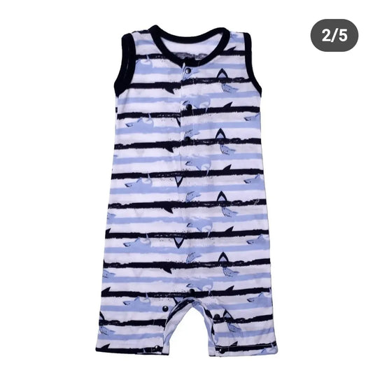 Shark print Sleeveless full body Romper