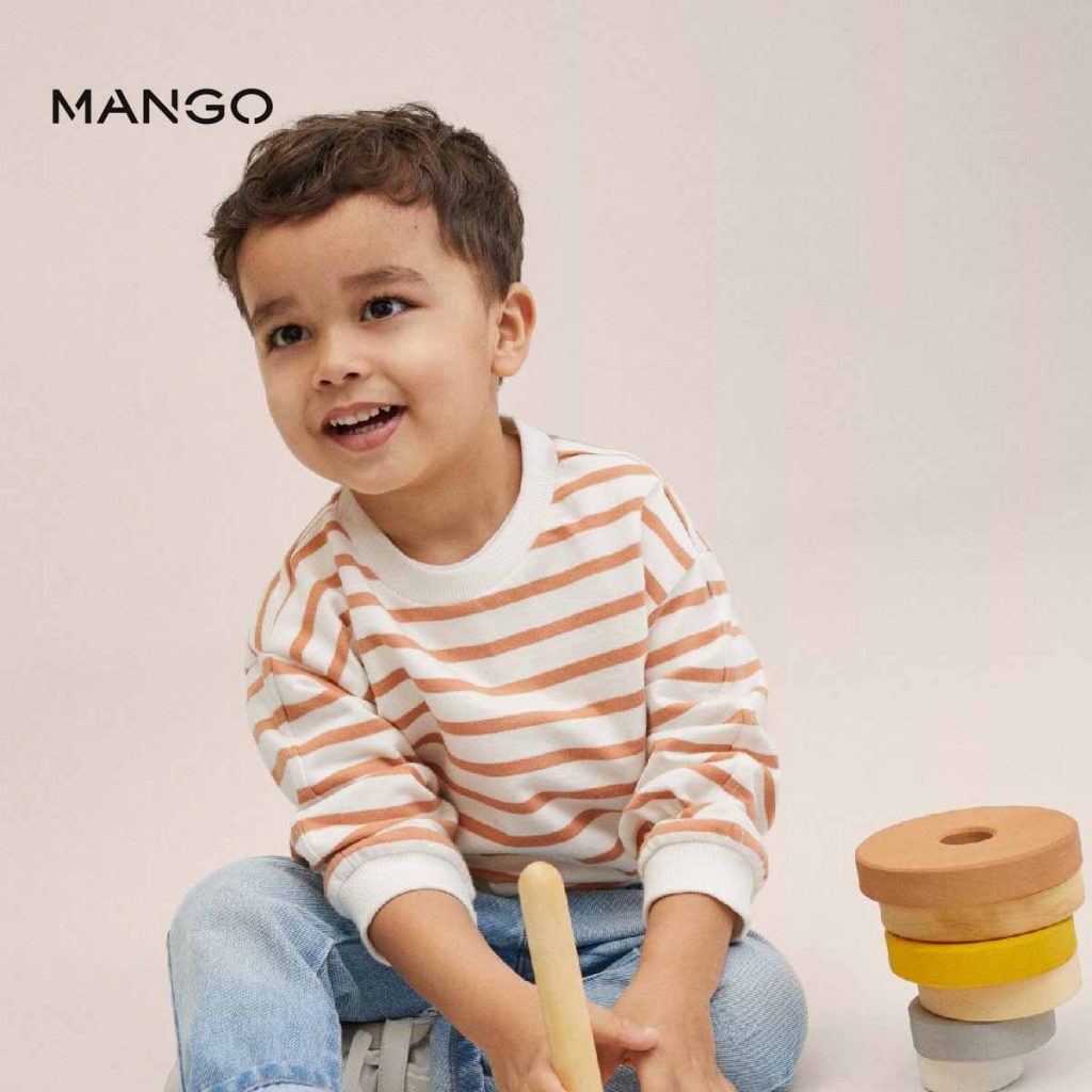 MNG Orange and white stripes terry sweatshirt