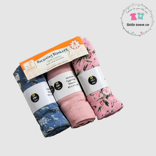 Swiggles Recieving Blankets – 100% Cotton – Pack of 3 ( set 3 )