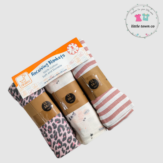 Swiggles Recieving Blankets – 100% Cotton – Pack of 3 ( set # 10 )