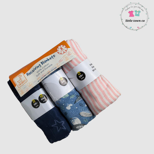Swiggles Recieving Blankets – 100% Cotton – Pack of 3 ( set 8 )