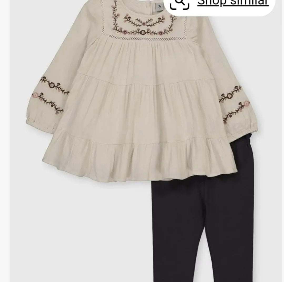 TU - Baby girls embroided frock with trousers