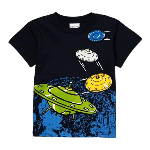 Space ship Print summer T Shirt
