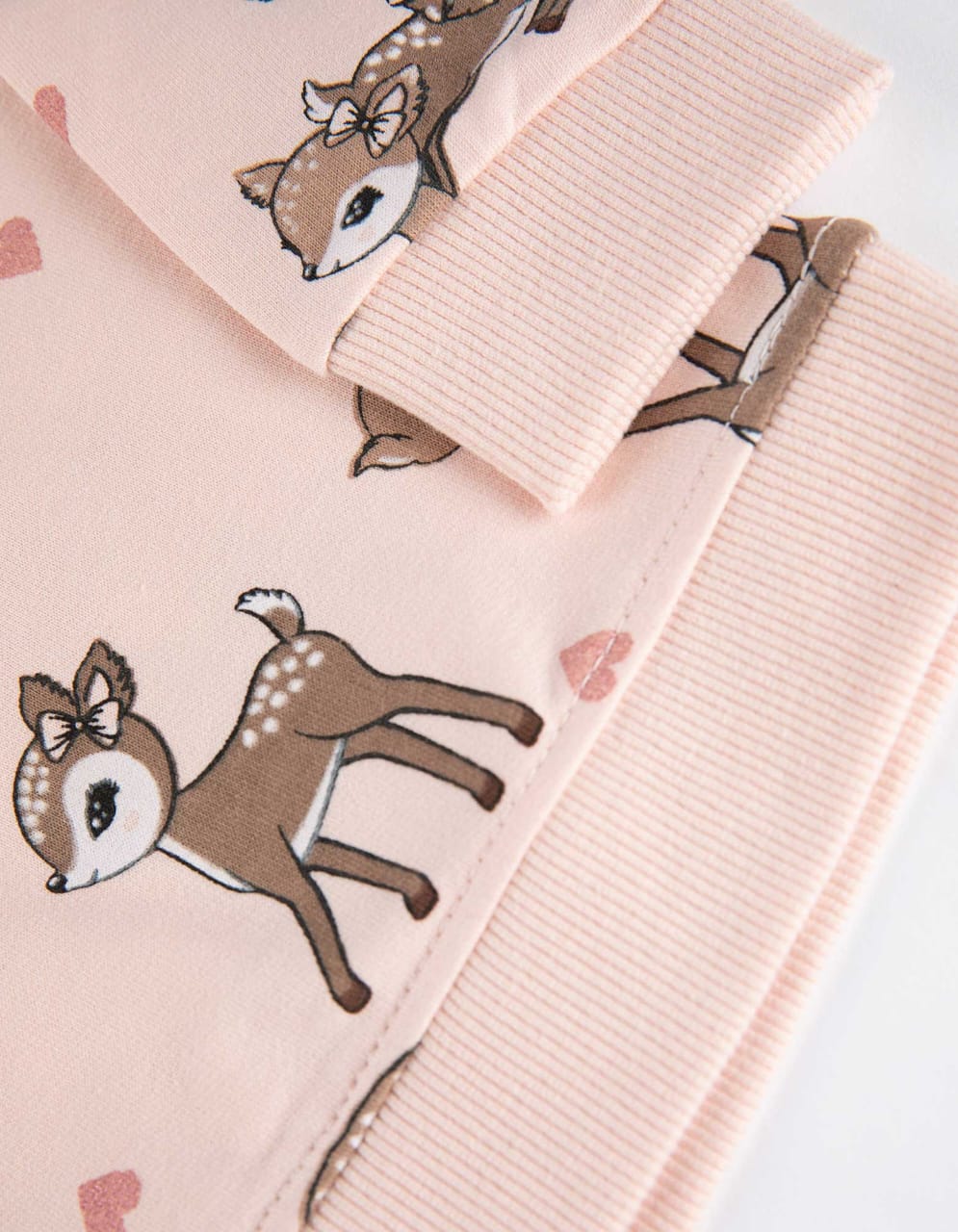 Deer and hearts glitter print dropped shoulders terry sweatshirt - Dopodopo