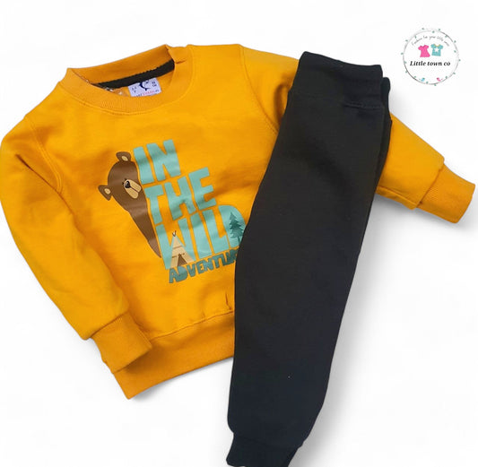 Wild adventure bear print tracksuit