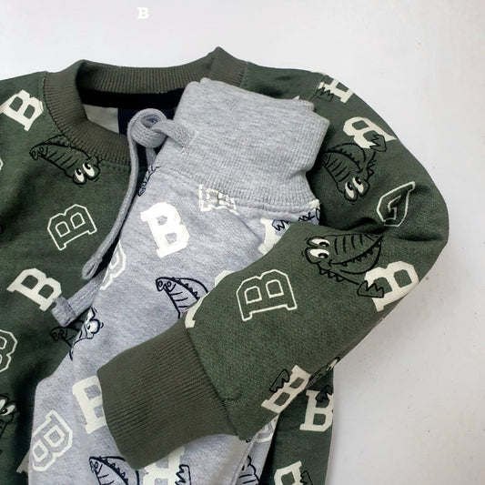 Crocodile print grey & green tracksuit for kids Unisex
