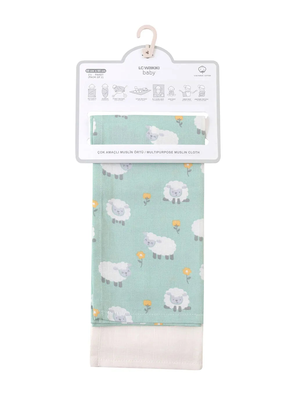 LCW baby Cotton Baby Girl Muslin Diaper , Pack of 2  ( 65x65 Cm )