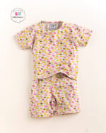 Flowers & Bee print 2pc shorts set for kids