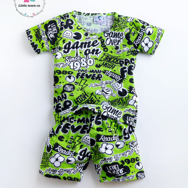 Games print 2pc shorts set for kids