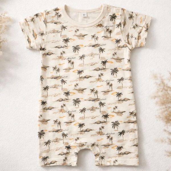 Beach print short romper