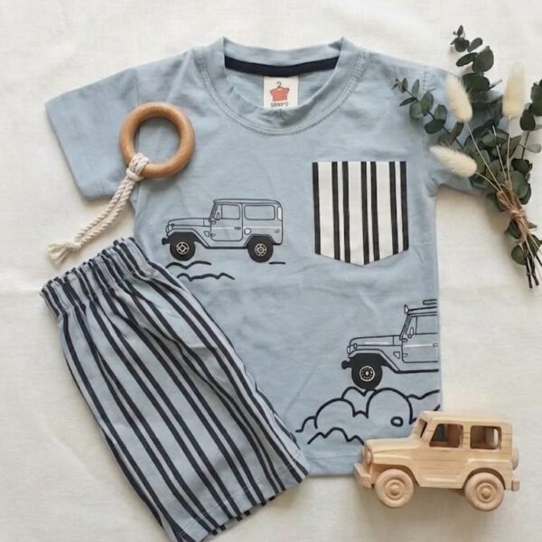 Cars Print Boys Shorts Set