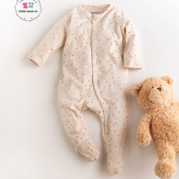 Polka dots print footed romper