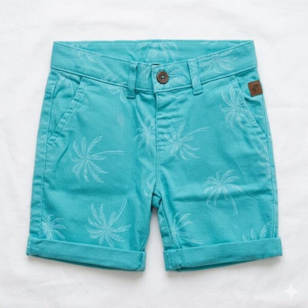 Self printed palm trees denim shorts