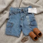 Cargo Denim Shorts for kids Unisex - Image 4