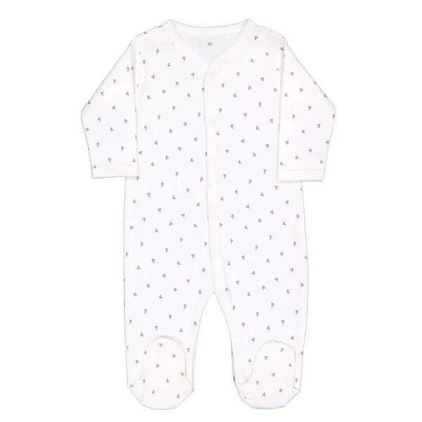 Hearts print footed romper