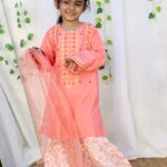 Orange cotton gharara Embroided #pc dress