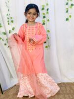 Orange cotton gharara Embroided #pc dress