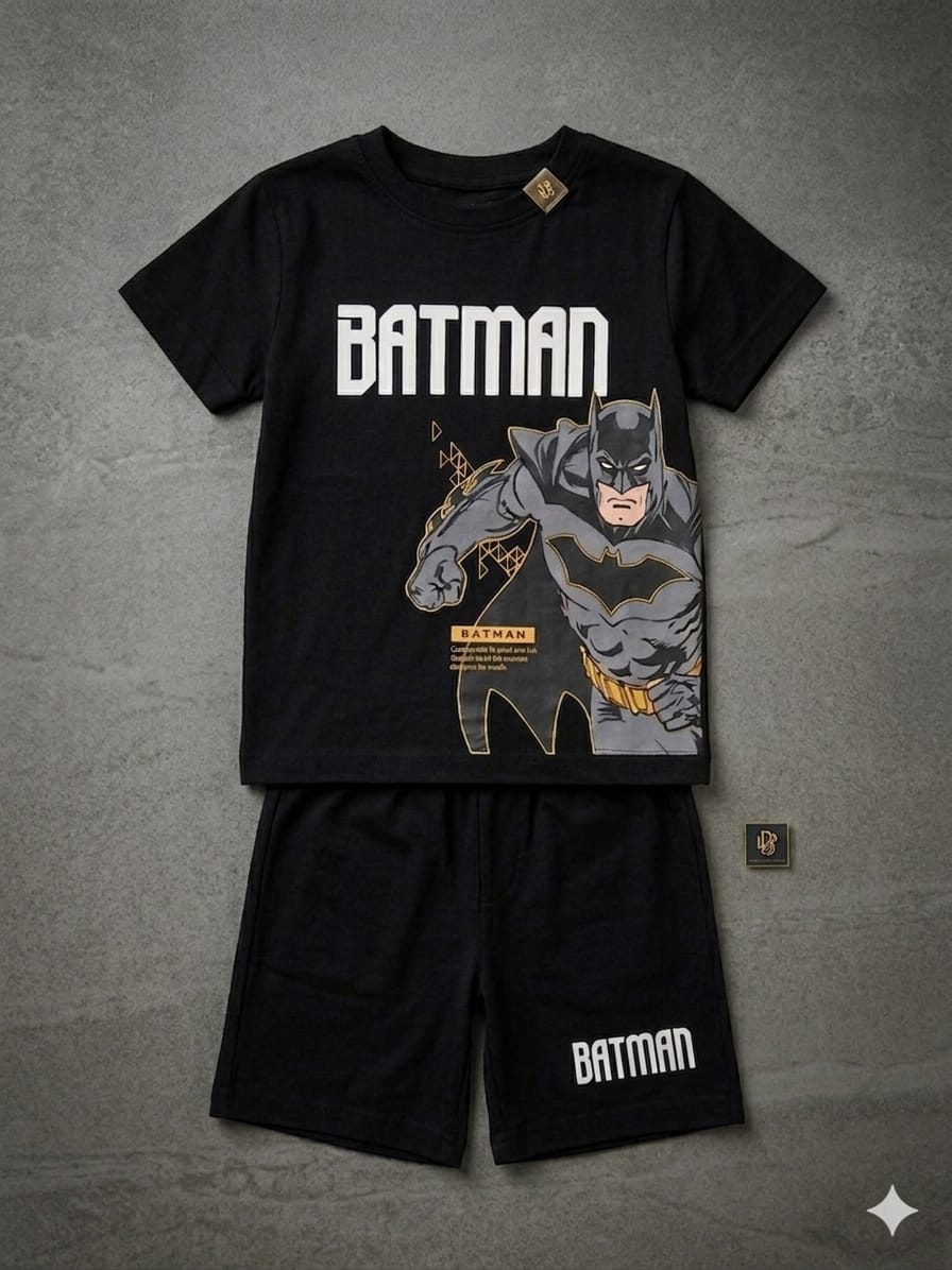 WhatsApp Image 2026-05-18 at 11.54.49 AM Batman theme kids shorts set - Image 1