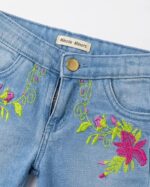 Girls Embroided Denim Shorts - Image 2