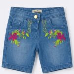 Girls Embroided Denim Shorts