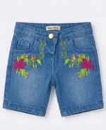 Girls Embroided Denim Shorts