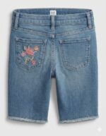 Girls front and back pocket Embroided Denim Shorts - Image 2