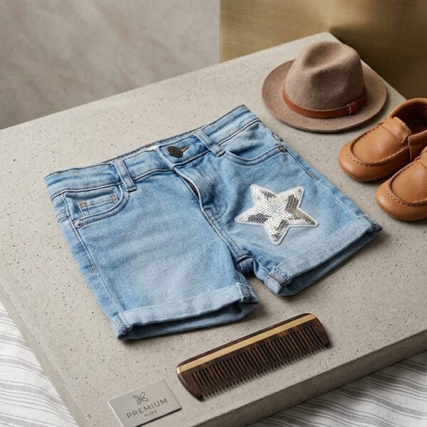 Star Sequence work denim Shorts for girls