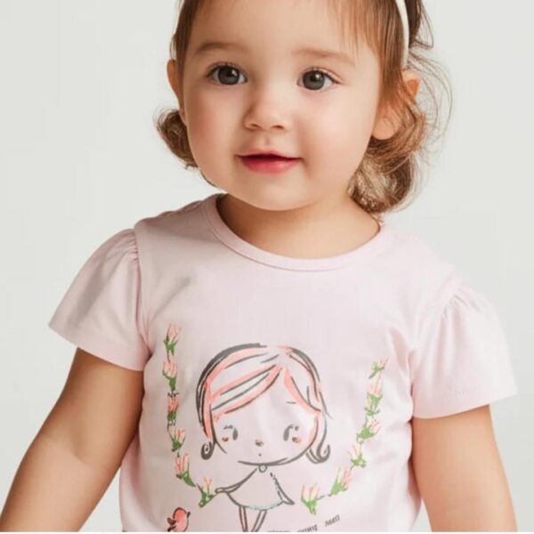 PRN Girl Embroided Flower Pink Shirt