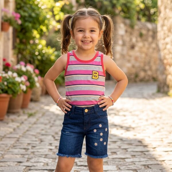 Imported Pink Stripes Tank Top For Baby Girls