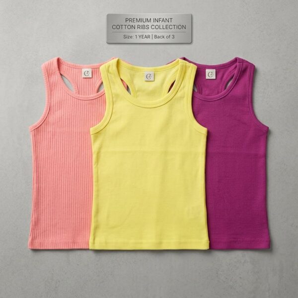 Pack of three Imported Tank Tops For Baby Girls